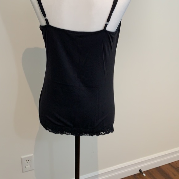 Black Camisole Tank Top with Lace Trim Size Medium - Picture 3 of 7